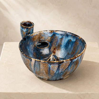 Blue Ceramic Fruit Rinser Bowl Self Draining Berry Colander Water Vortex Produce Washer Modern Kitchen Gift